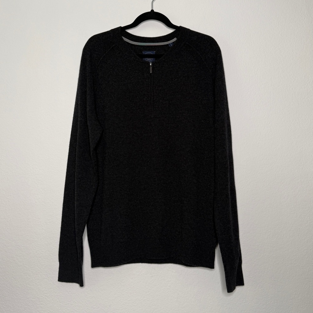 True Measure of a Man Charcoal Cashmere 1/4 Zip Mock Neck Sweater Size L